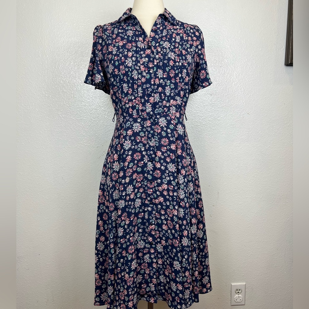 Nanette Lepore Women's Short Sleeve Floral Button Down Dress Size 2‎
